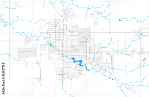 Rich detailed vector map of Regina, Saskatchewan, Canada
