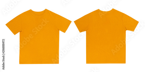 Yellow T-shirts front and back use for design isolated on white background.