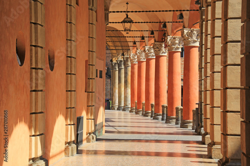 Typical portico in Bologna, Italy.