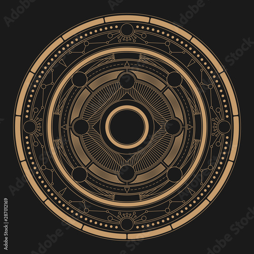 Abstract fantasy astrolabe round background