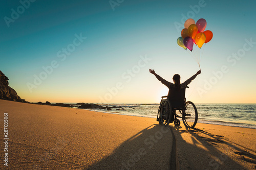 Woman on a wheelchair