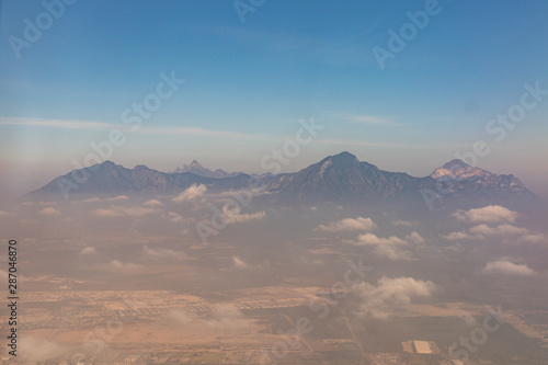 Mountains and vistas seen from the air from Mexico City to Monterrey.