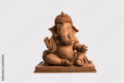 eco friendly Ganesh/Ganpati idol or murti, home made. selective focus
