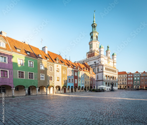 Poznan. Old Town. Historic tenements and the town hall