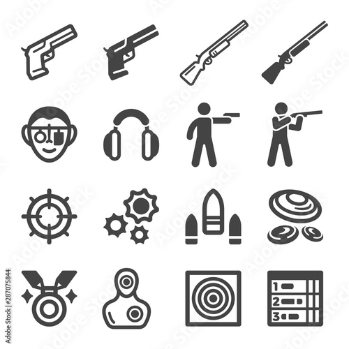 shooting and gun,sport and recreation icon set,vector and illustration