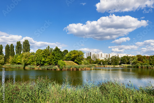 Lake in Park Szczesliwicki in Warsaw
