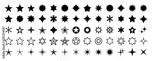 Stars set of 65 black icons. Rating Star icon. Star vector collection. Modern simple stars. Vector illustration.