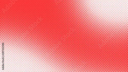 Red and white retro comic pop art background with halftone dots design, vector illustration template