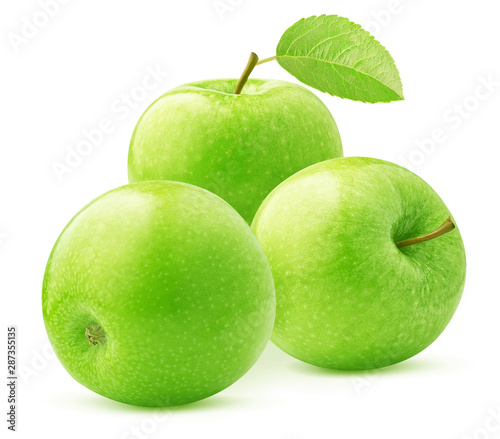 three green apple isolated on white background