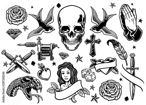 set of various tattoo flash