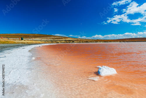 Salt lake in Tierra del Fuego in Argentina