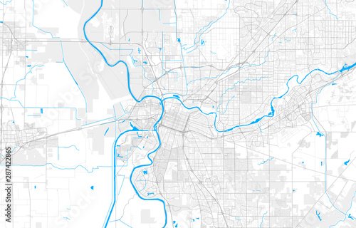 Rich detailed vector map of Sacramento, California, U.S.A.