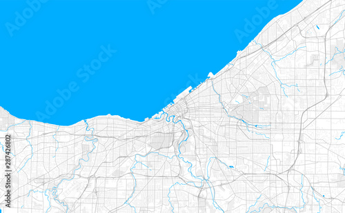 Rich detailed vector map of Cleveland, Ohio, U.S.A.