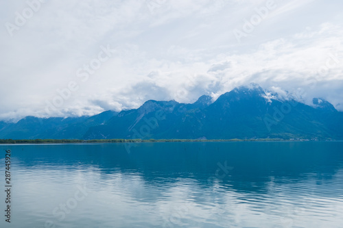 Geneva lake landscape view from ship