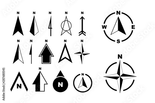set of compass or north arrow concept. easy to modify