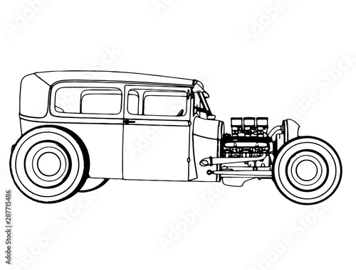 sketch of a sports car roadster isolated vector