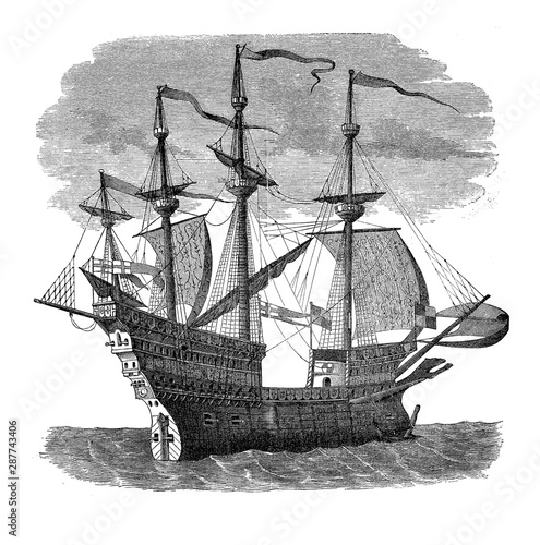  Henry VIII of England’s Mary Rose, formidable Man-of-War flagship of the English fleet in 16th century