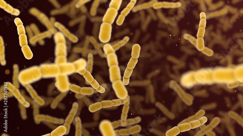 Streptococcus pneumonia bacteria cells. 3D render microscopic background.