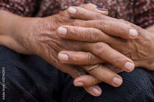 Closeup hand skin old.hand old Asian woman,Skin background texture