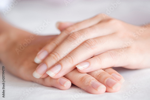 Close-Up fingernail of women, Concept of health care of the fingernail.