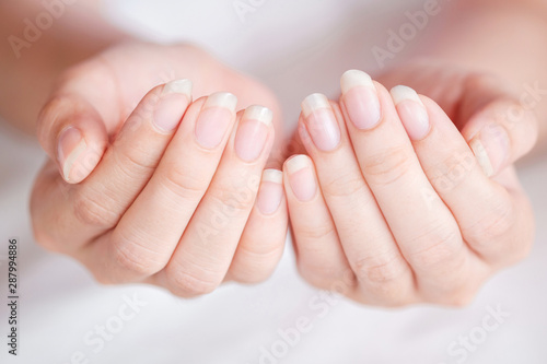 Close-Up long fingernail of women on background blurred, Concept of health care of the fingernail.