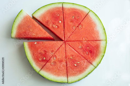 Watermelon sliced and cut into wedges