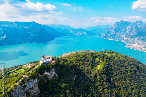 Lago D'Iseo (IT) - Monte Isola - vista aerea della Chiesa della Madonna della Ceriola 