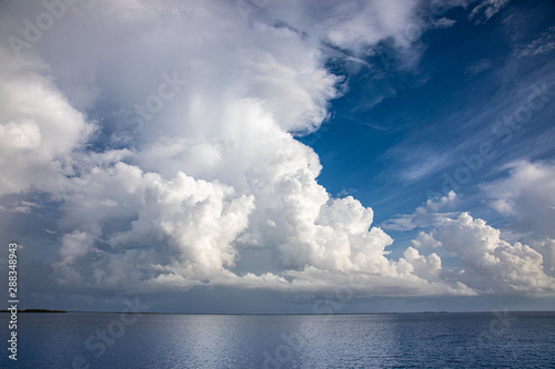 Thunderheads over the Gulf of Mexico are harbingers of severe weather ahead. These cumulonimbus clouds, moving to the east, produced thunderstorms as they moved inland.