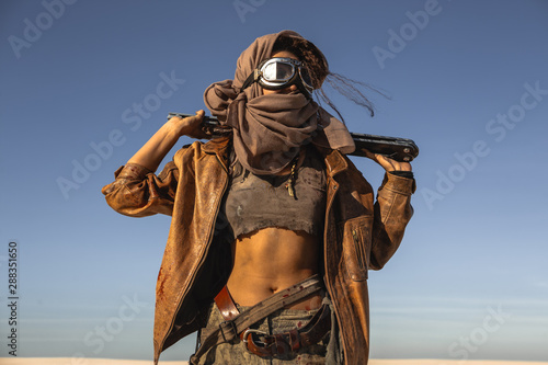 Post-apocalyptic Woman Outdoors in a Wasteland