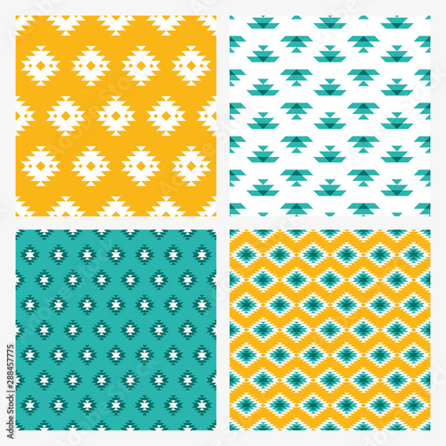 Set of four seamless patterns with kilim designs