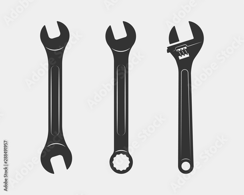 Tools vector wrench icon. Spanner logo design element. Key tool isolated on white background.