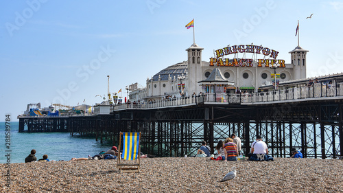Brighton, UK - Aug 2, 2019: Brighton Palace Pier on a summers day