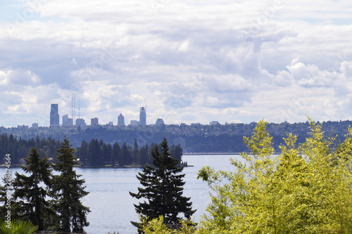 Seattle panoramas. View from the shore of Lake Waschington in Kirkland.