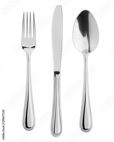 fork, knife, spoon, cutlery isolated on white background, clipping path