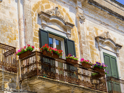 Picturesque balcony in Ginosa, Apulia, south Italy