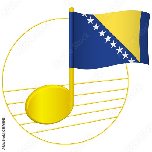 Bosnia and Herzegovina flag and musical note