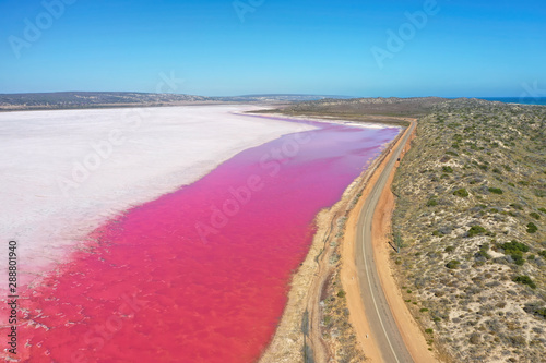 Pink Lakes in Western Australia near Geraldton