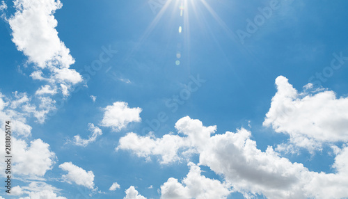 clear blue sky with white cloud background. Clearing day and Good weather in the morning.