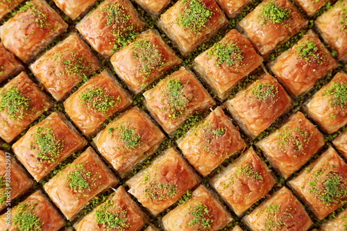 Turkish Dessert Baklava with concept background