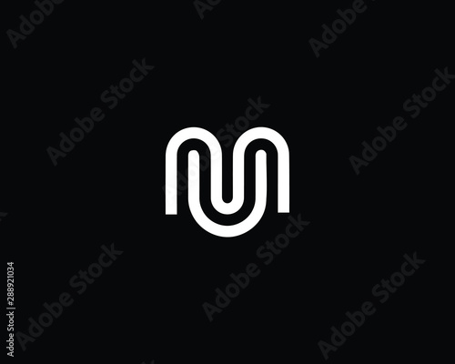 Creative and Minimalist Letter MU UM Logo Design Icon, Editable in Vector Format in Black and White Color