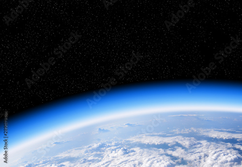 Warstwa ozonowa z kosmicznego widoku planety Ziemia