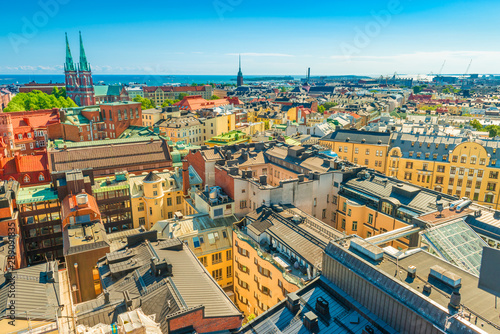 Panoramic view of Helsinki on a sunny, summer day, Finland