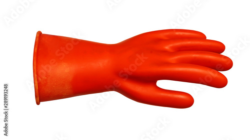 red rubber gloves for electric isolated on white background