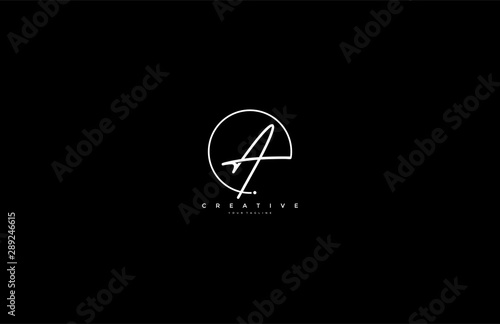 A letter calligraphic Minimal monogram emblem style vector logo