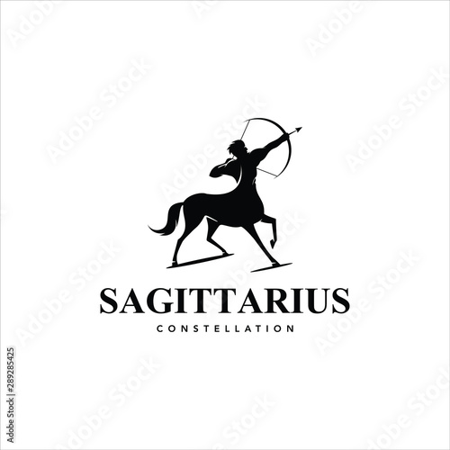 Sagittarius logo Archer Vector black simple bold heraldic design idea