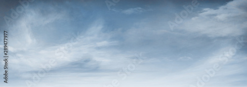 Panoramic Blue Sky Background with atmospheric Clouds