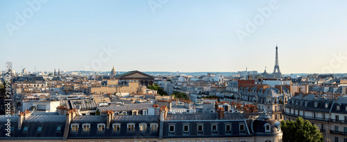 Panorama of Paris, view of the roofs and the Eiffel Tower