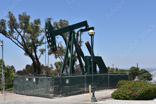 An oil pump jack in the city