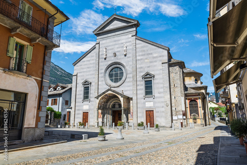 Domodossola, ancient city in northern Italy. Historic center with the church of the Saints Gervasio and Protasio, a national monument, rebuilt between 1792 and 1798 (piazza della Chiesa) 
