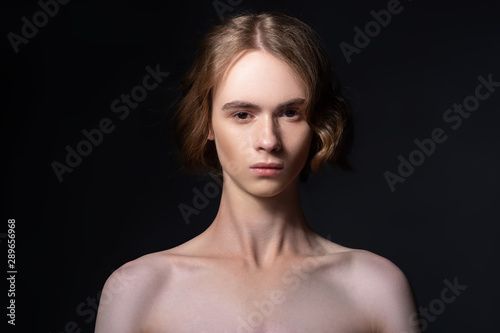 Portrait of a young attractive man. Androgyn model.